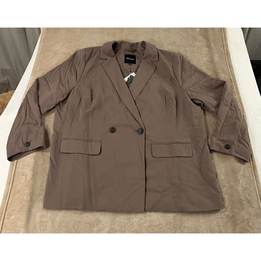 Madewell Double Breasted Blazer Brown 2X Business Casual Work Office NH457 NEW